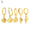 Silver Needle Vintage Shell Pendant Hoop Earrings Women's Pearl Conch Gold Earrings Jewelry Gifts - Image 1