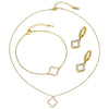 Crystal Zircon Four Leaf Clover Pattern Jewelry Set Bracelet Necklace Earrings Classic for Women Flower Party Charm Gifts - Image 6