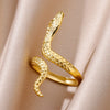 316L Gold Plated Stainless Steel Snake Rings For Women Men Open Adjustable Ring Vintage Gothic Aesthetic Jewelry - Image 10