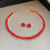 Fyuan Crystal Necklace Earrings Green Rose Pink Blue Necklace for Women Weddings Party Jewelry Sets Accessories - Image 7