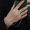 Punk Geometric Black Color Chain Wrist Bracelet Ring For Women Men Open Ring Silver Link Chain Girls Cool Design Jewelry - Image 6