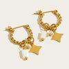 Yachan Gold Plated Stainless Steel Hoop Earrings for Women Tap Texture Metal Pearl Charms Earring Jewelry Gift - Image 11