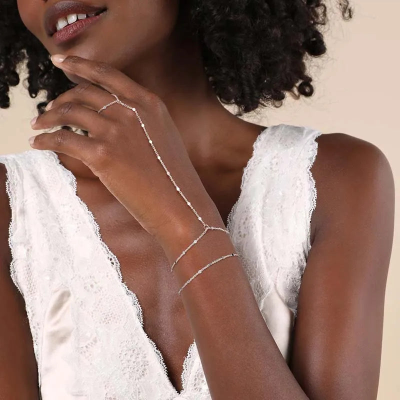 Multilayer Silver Color Finger Ring Bracelets for Women Metal Shiny Thin Chain Multilayer Bracelets Charm Jewelry Gifts - Image 1