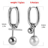Metal Pearl U-Shaped Drop Earrings for Women Minimalist Silver Color Asymmetric Square Ear Buckle Jewelry Party Gifts - Image 6