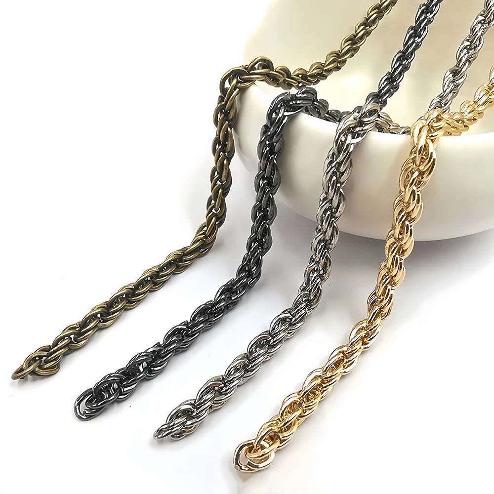 1 Meter Vintage Stainless Steel Men Punk Twist Rope Chain Necklace Bracelet for Bags Jewelry Finding Accessories - Image 1