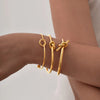 Dainty Knot Cuff Bracelet Bangles for Women, Gold Color Stainless Steel Bracelets, Wristband Jewelry Gift to Her - Image 3