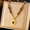 316L Stainless Steel Square Beaded Vintage Tiger Eye Pendant Necklace For Women Neck Chain Jewelry Gift - Image 6