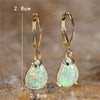 Female White Fire Opal Stone Classic Gold Color Water Drop Earrings Cute Dangle Boho Jewelry For Women - Image 2