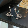 Rhinestone Shiny Zircon Snake Earrings Stud for Ladies Girls with Ear Clip Street Party Jewelry Gifts - Image 5