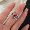 Goth Punk Retro Red Crystal Love Heart Cross Geometry Irregular Open Ring Set Y2K Halloween Accessories For Women Kpop Jewelry - Image 10