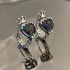 Crown Design Small Hoop Earrings with Heart Multicoloed Cubic Zirconia Earrings for Women Gift Jewelry - Image 1