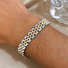 Five Layer Stainless Steel Chain Bracelet with Two Tone Links and 10 mm Width - Image 6