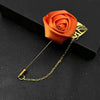 Ribbon Rose Flower Golden Leaf Brooch Pin for Men Women Silk Buttonhole Groomsmen Party Prom Suit Accessories - Image 9