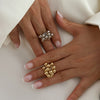 Geometric Irregular Hollow Pearl Opening Adjustable Rings for Women Jewelry Minimalist Accessories Support - Image 4