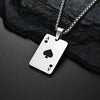 Stainless Steel Playing Card Pendant Necklace with Ace of Hearts or Ace of Spades Design - Image 2