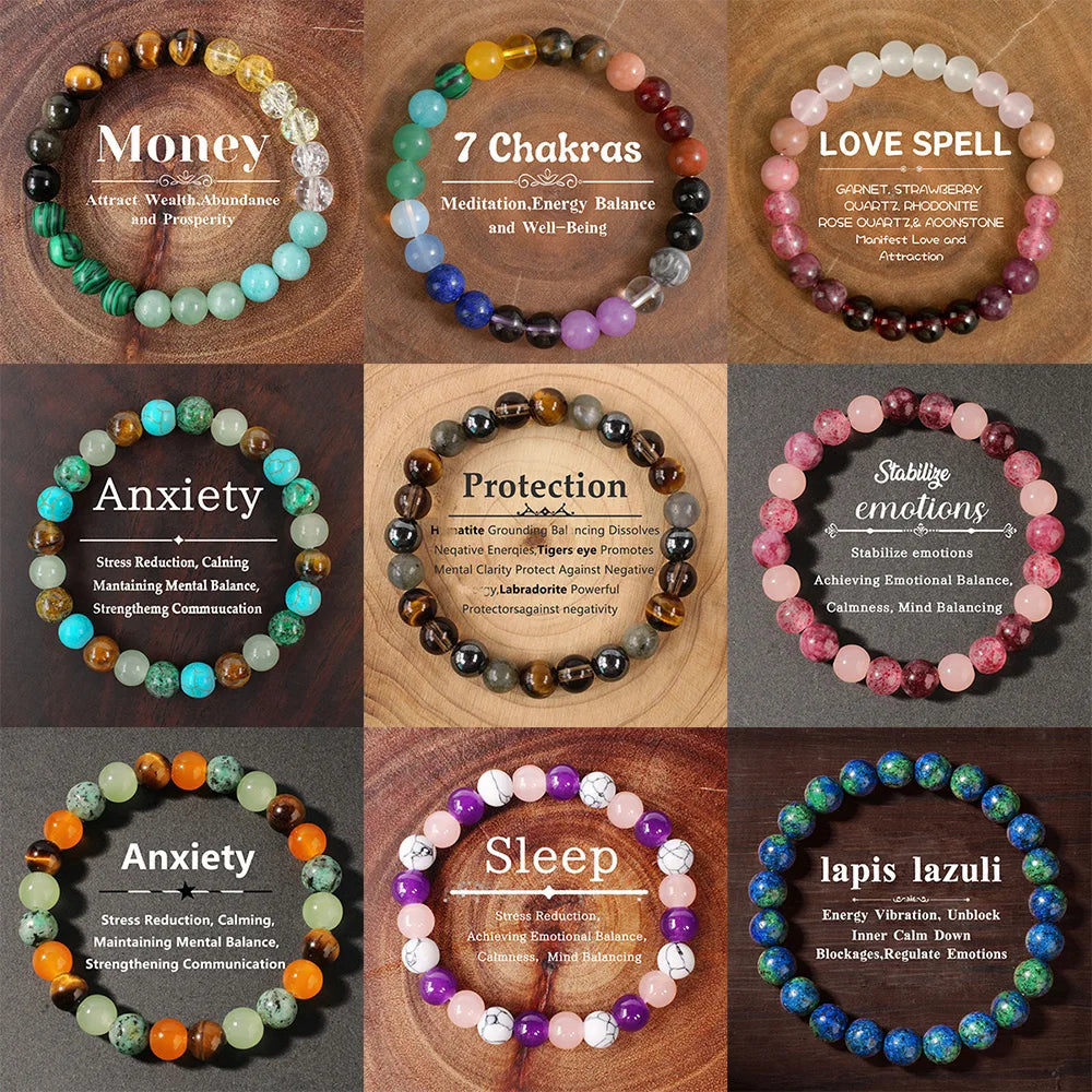 1PC Stone Bracelet For Women Men 8MM Tiger Eye Crystal Beads Elastic Bangle Couple Healling Jewelry Gift - Image 1
