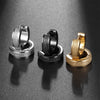 2pc Wide Frosting Stainless Steel Hoop Earrings Black Round Earring For Women Men Punk Vintage Circle Earring Jewelry Statement - Image 1