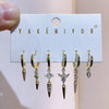 6pcs Pendant Earring Set Star Flower Butterfly and Simple Hoop Earrings Jewelry Gold Plated Accessory - Image 10