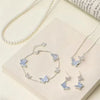 Light Crystal Butterfly Earring Bracelet for Women Elegant Imitation Pearl Choker Necklace Ring Party Wedding Jewelry Set - Image 1
