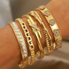 Classic Design Stainless Steel Crystal Flower Bangles for Women Jewelry Letter X Pearl Beads Bracelet - Image 1