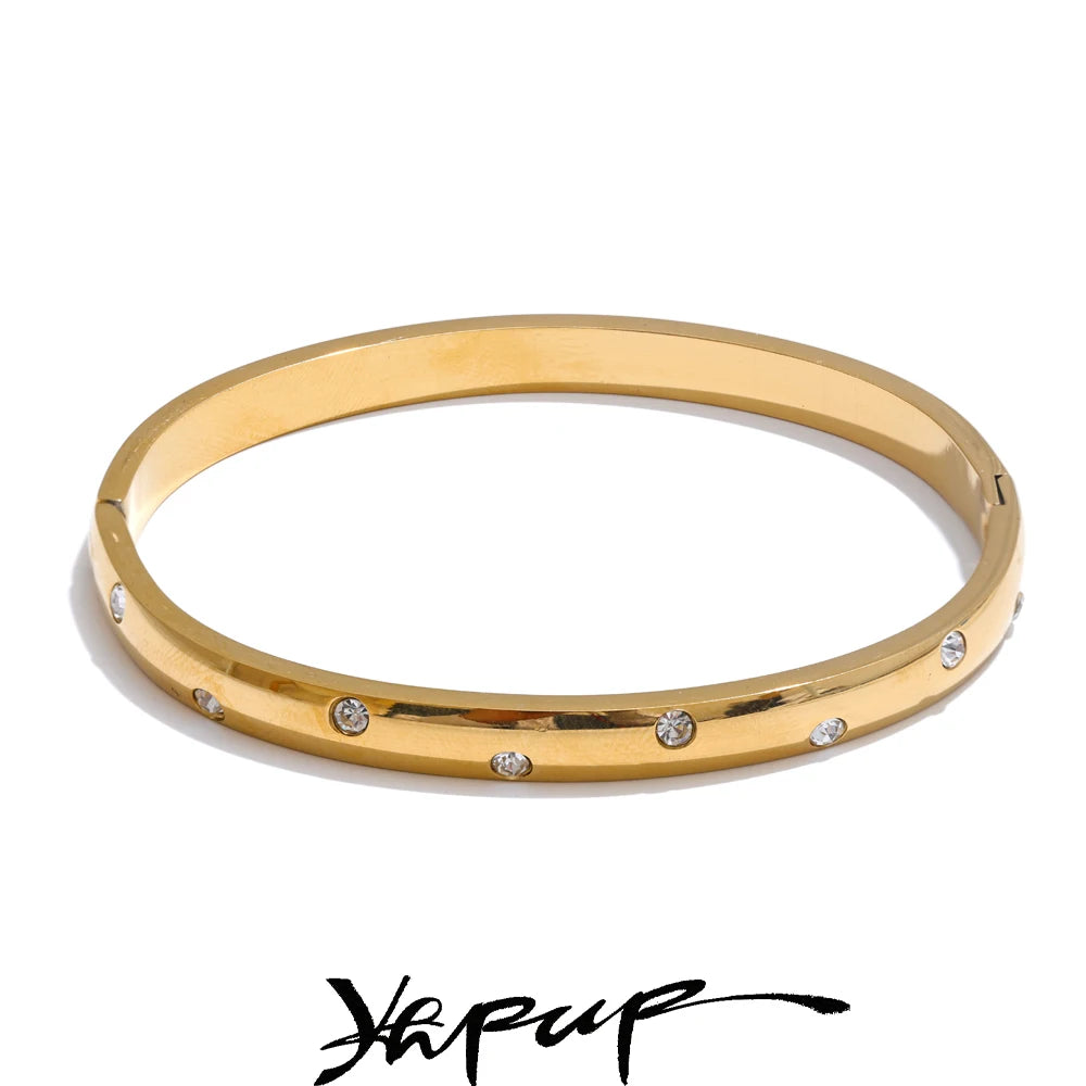 Interlocking Loop Bracelet with Cubic Zirconia Accents in Gold Tone or Silver Tone - Image 1