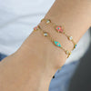 Lovely Lucky Turkish Evil Eye Hamsa Hand Star Fish Charm Link Chain Gold Plated Women Bracelet Necklace Set - Image 5