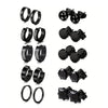 10pairs Earrings Black Stainless Steel Stud Earrings Set For Men Women, Piercing Jewelry Dangle Hoop Earrings Set - Image 11
