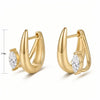 Moonmory Unique Design Brands Brass Huggie Hoop Earring For Women Minimalist Pear Marquise Gold Plated Earring - Image 13