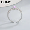 Silver Gold Diamonds Crystals Adjustable Brushed Finish Ring For Women Jewelry - Image 3