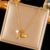 316L Stainless Steel Metal Double Chain Starfish Shells Pendant Necklace Pvd Plated Jewelry Women - Image 17