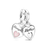 Silver Pink Series Butterfly Flower Heart Friends Love Mom Beads Fit European Charms Bracelet Jewelry - Image 6