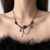 Hiphop Red Zircon Pendant Necklace for Men Chokers Black Chain Red Crystal Waterdrop Tassel Double Layered Neck Chain Jewelry - Image 4