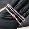 Pink Crystal Tennis Bracelets for Women Female Romantic Shiny Zirconia Adjustable Folding Buckle Chain on Hand Jewelry - Image 5