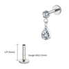 Titanium 16G Teardrop Dangle CZ Labret Stud Waterdrop Tragus Cartilage Earring Flatback Helix Piercing - Image 18