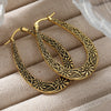 Vintage Golden Plated Hand Carved Hollow Hoop Earrings for Women Classic Daily Banquet Jewelry Accessories Crafts Gifts - Image 8