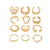 Twelve-Piece Adjustable Alloy Ring Set with Geometric Styles - Image 6