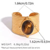 Brown Stone Stainless Steel Ring Oval Alpaca Rings For Women Adjustable Stacked Rings Ladies' Jewelry Gifts For Her - Image 13