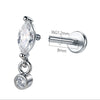 Stainless Steel Labret Piercing Stud with 16 Gauge and 1.2 x 8 mm Post - Image 2