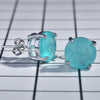 Silver 10mm Round Paraiba Tourmaline Gemstone Stud Earrings for Women Party Anniversary Jewelry Gift - Image 2