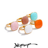 Arrivals Candy Sweet Square Adjustable Ring Golden Pvd Plated Stainless Steel Summer Charm Jewelry Gift - Image 1