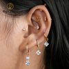 Titanium Tiny Flower Hoop Earring Charm Mini Helix Cartilage Clicker Attachment Floral Dangle Pendant - Image 6