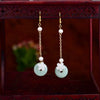 Jade Donut Earrings Gifts for Women Jewelry Amulet Accessories Carved Gemstone Lucky - Image 1