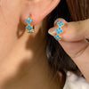 Turquoise Hoop Earrings for Women Temperament Gold Color Plated Micro-Intact Blue Zircon Party Ear Accessories - Image 5