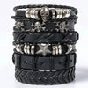 6pcs/Set Black Punk Skull Star Shaped Alloy Pu Leather Bracelet - Image 1