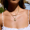 Simple Classic Gold Color Stainless Steel Rhinestone Ribbed Love Pendant Necklace Stackable Square Necklace Women's J - Image 4