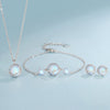 Silver Jewelry Set Antler Moonstone Crystal Earrings Bracelet Necklace Elegant Christmas Ladies - Image 2
