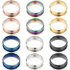 1 Box 12Pcs Stainless Steel Ring Blanks US Size 7 Grooved Finger Rings Blue Black Golden Ring Core Blank Ring Core Making Kits - Image 1