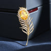 Classic Rhinestone Feather Brooch Gold Plated Lapel Pin Clothing Dress Accessories Birthday Party Jewelry Gifts For Women Men - Image 3