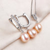 Ywyc Horseshoe 8-9mm Rice Freshwater Pearl Earrings&Necklaces Jewelry Set for Women Silver 45cm Pendant Necklace - Image 4
