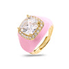 HECHENG,Multicolor Enamel Dripping Oil Zircon Open Ring For Women Adjustable Gold Plated Chunky Finger Rings Gift - Image 9